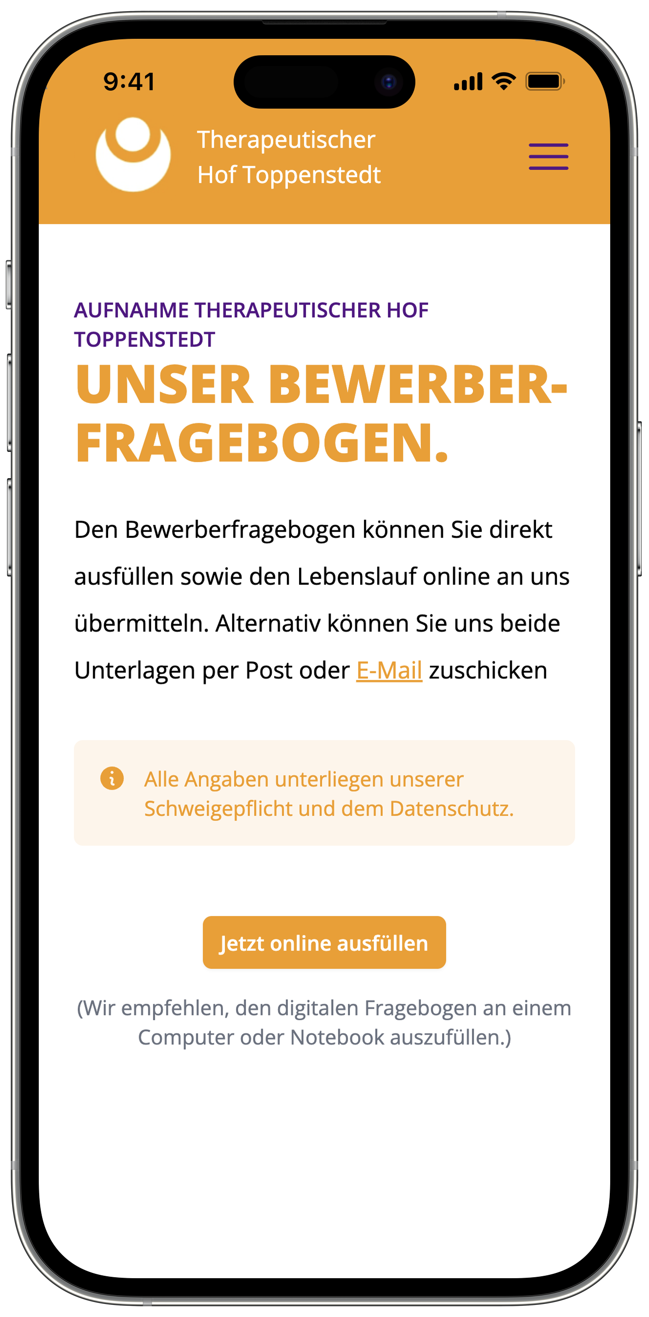 Patientenbewerberfragebogen Produktbild